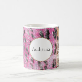 Pink Cream Leopard Animal Sparkle Koffiemok