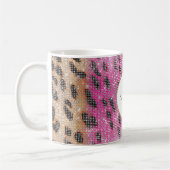 Pink Cream Leopard Animal Sparkle Koffiemok (Links)