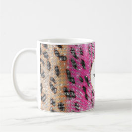 Pink Cream Leopard Animal Sparkle Koffiemok