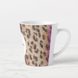 Pink Cream Leopard Animal Sparkle Latte Mok