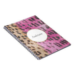 Pink Cream Leopard Animal Sparkle Notitieboek