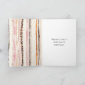 Pink Cream Leopard Print Stripes Verjaardag Kaart (Binnen)