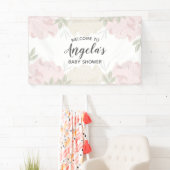 Pink & Cream Peonies Baby shower Party Spandoek (Insitu)