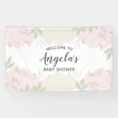 Pink & Cream Peonies Baby shower Party Spandoek (Horizontaal)