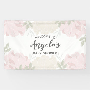 Pink & Cream Peonies Baby shower Party Spandoek