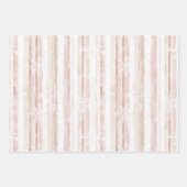 Pink Cream Plaid Stripes Sneeuwvlokken Kerstmis Inpakpapier Vel (Voorkant 2)