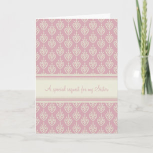 Pink Cream Sister Maid of Honor Invitation Kaart