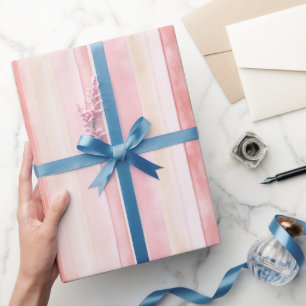 Pink Cream Stripes Verjaardag Cadeaupapier