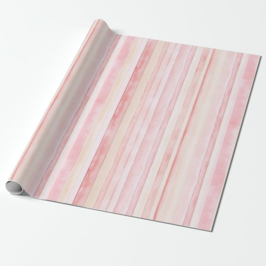 Pink Cream Stripes Verjaardag Cadeaupapier (Uitgerold)