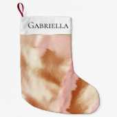 Pink Cream Tan Southwest Cowgirl Koeienhuid Kleine Kerstsok (Voorkant)