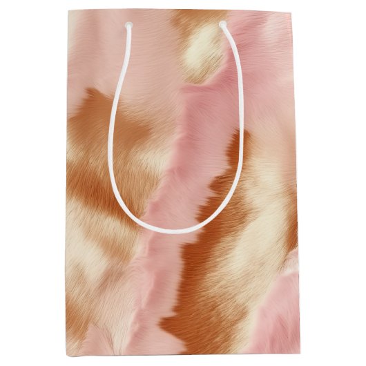 Pink Cream Tan Southwest Cowgirl Koeienhuid Medium Cadeauzakje (Voorkant)