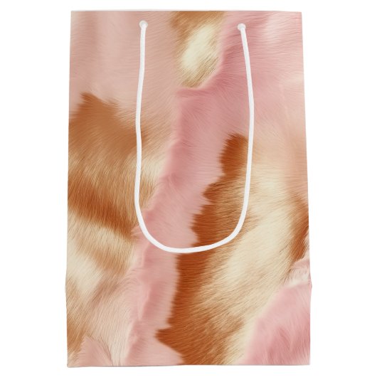 Pink Cream Tan Southwest Cowgirl Koeienhuid Medium Cadeauzakje (Achterkant)