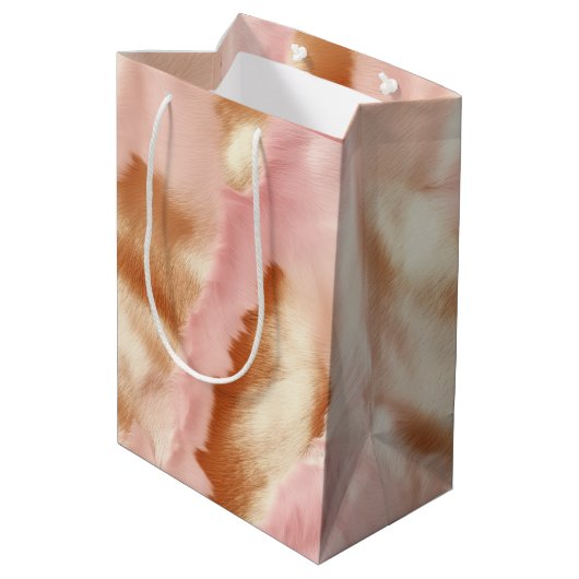 Pink Cream Tan Southwest Cowgirl Koeienhuid Medium Cadeauzakje (Achterkant Gekanteld)