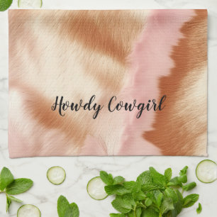 Pink Cream Tan Southwest Cowgirl Koeienhuid Theedoek