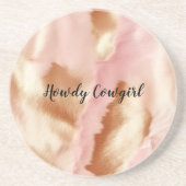 Pink Cream Tan Southwest Cowgirl Koeienhuid Zandsteen Onderzetter (Voorkant)