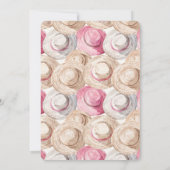Pink Cream White Straw Hats Birthday Kaart (Achterkant)
