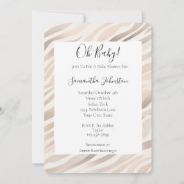 Pink Cream Zebra Animal Print Baby shower Kaart