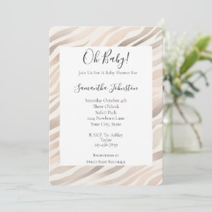 Pink Cream Zebra Animal Print Baby shower Kaart