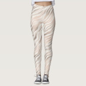 Pink Cream Zebra Animal Print Leggings (Voorkant)