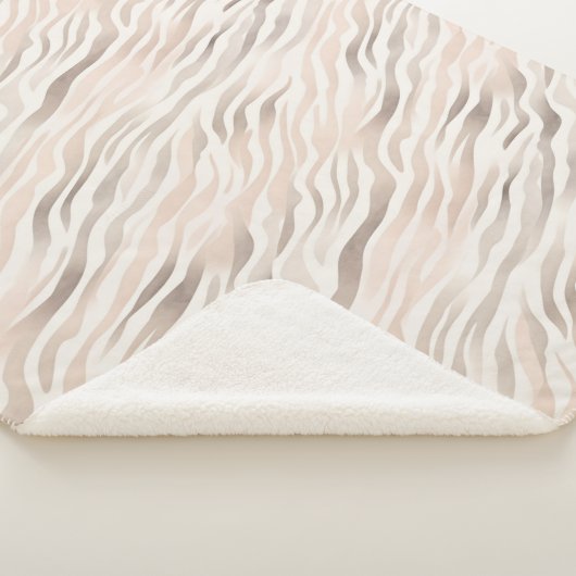 Pink Cream Zebra Animal Print Sherpa Deken (3/4)