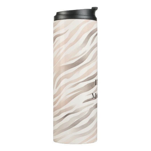 Pink Cream Zebra Animal Print Thermosbeker (Gedraaid links)