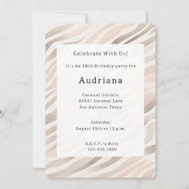 Pink Cream Zebra Animal Print Verjaardag Kaart