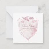 Pink Crest Eerste Communie Mini Dankjewel Kaart Notitiekaartje (Achterkant)