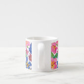 Pink, Crimson en Blue Primroses Floral on White Espresso Kop (Achterkant)