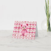 Pink Crochet Bear | Baby Shower Thank You Bedankkaart (Voorkant)