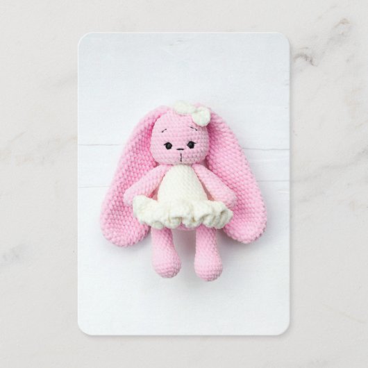 Pink Crochet Bunny – Soft Handmade Aesthetic Informatiekaartje (Voorkant)