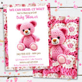 Pink Crocheted Teddy Bear Girl's Baby Shower Kaart