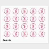 Pink Crocheted Teddy Bear It's a Girl Ronde Sticker (Vel)