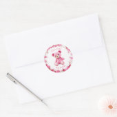 Pink Crocheted Teddy Bear It's a Girl Ronde Sticker (Envelop)