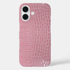 Pink Crocodile Leather Aesthetic iPhone 16 Hoesje
