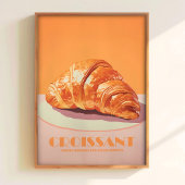 Pink Croissant Print Pastry Poster Minimalistic Ar