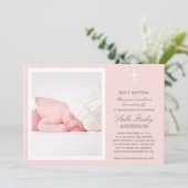 PINK CROSS | BAPTISME-INVITATIES KAART (Staand voorkant)