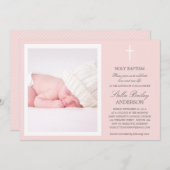 PINK CROSS | BAPTISME-INVITATIES KAART (Voorkant / Achterkant)