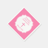 Pink Cross First Heilige Communie Servet (Hoek)