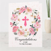 Pink Cross Floral Wreate First Community Kaart (Voorkant)