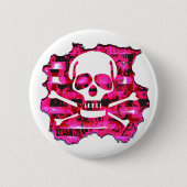 Pink Crossbones Ronde Button 5,7 Cm (Voorkant)