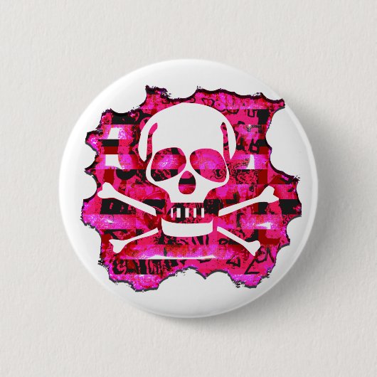 Pink Crossbones Ronde Button 5,7 Cm (Voorkant)