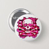 Pink Crossbones Ronde Button 5,7 Cm (Voorkant /achterkant)