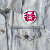 Pink Crossbones Ronde Button 5,7 Cm (In situ)