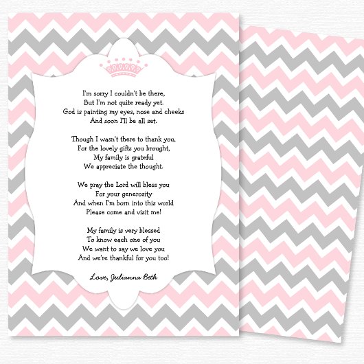 Pink Crown Baby shower Bedankt voor je bijdrage