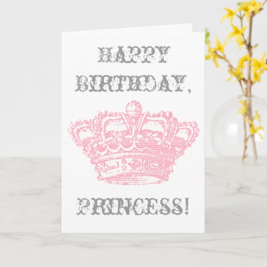 Pink Crown Birthday - Personaliseer het Kaart (Gele Bloem)