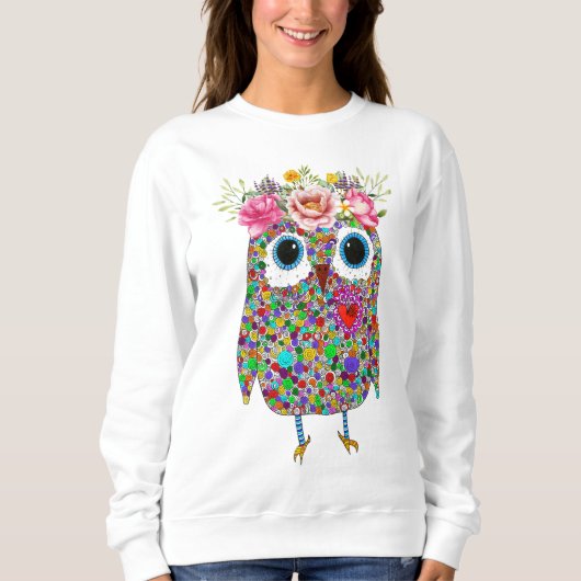 Pink Crown Floral Uil Sweatshirt (Voorkant)