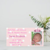 Pink Crown Geboorteaankondiging Fotokaart Aankondiging (Staand voorkant)