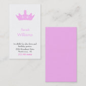 Pink Crown Girl's Play Date Kaart Contactkaartje (Voorkant / Achterkant)