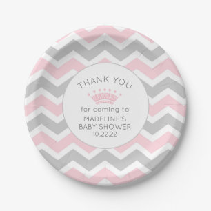 Pink Crown Princess Baby shower bord papier