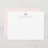 Pink Crown Princess Nursery Note Card Kaart (Voorkant / Achterkant)